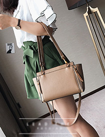 Elegant Khaki Pure Color Decorated Bag