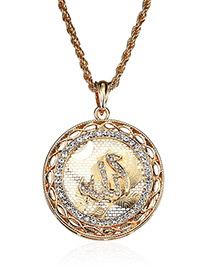 Elegant Gold Color Round Shape Decorated Necklace