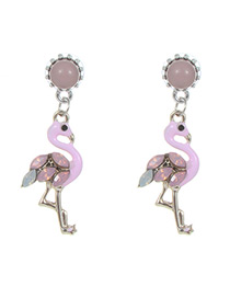 Fashion Pink Flamingo Shape Decorated Earrings