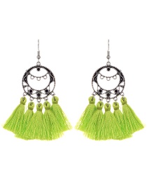 Bohemia Light Green Hollow Out Decorated Tassel Earrings