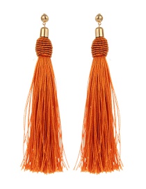 Bohemia Orange Pure Color Decorated Tassel Earrings
