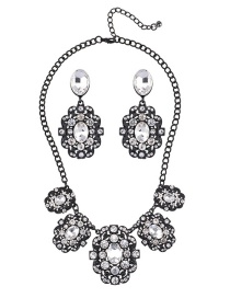 Luxury Gun Black Round Shape Diamond Decorated Jewelry Sets