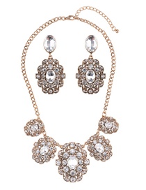 Luxury Antique Gold Round Shape Diamond Decorated Jewelry Sets