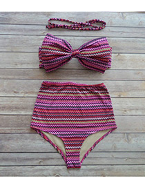 Lovely Purple Bowknot Shape Decorated Swimwear