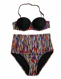 Lovely Multi-color Color-maching Decorated Swimwear