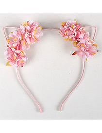Lovely Pink Flower Shape Decorated Cat Ear Hair Clasp