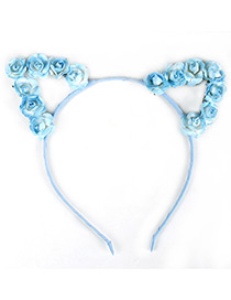 Lovely Blue Flower Shape Decorated Cat Ear Hair Clasp