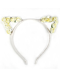 Lovely Beige Flower Shape Decorated Cat Ear Hair Clasp