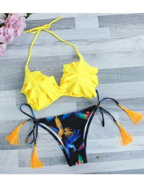 Lovely Yellow Tassel Decorated Swimwear