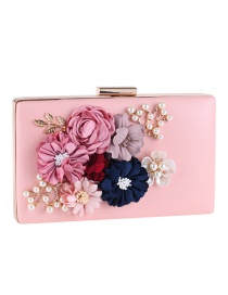 Elegant Pink Flower Shape Decorated Hand Bag