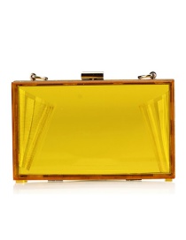 Fashion Yellow Pure Color Decorated Sqaure Shape Bag