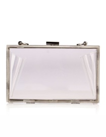 Fashion White Pure Color Decorated Sqaure Shape Bag