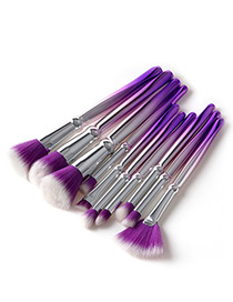 Fashion Purple Sector Shape Decorated Makeup Brush (10 Pcs)