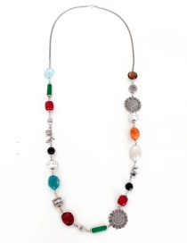 Fashion Multi-color Diamond Decorated Necklace