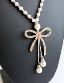 Fashion Gold Color Bowknot Shape Decorated Necklace