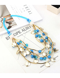 Exaggerated Blue Round Shape&beads Decorated Multi-layer Necklace