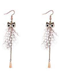 Lovely Gray Owl Shape Decorated Long Earrings