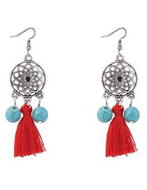 Bohemia Red Wind Chimes Decorated Tassel Earrings