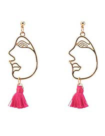 Personality Plum-red Mask Decorated Tassel Earrings