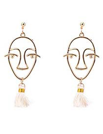 Personality White Hollow Out Decorated Mask Earrings