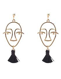 Personality Black Hollow Out Decorated Mask Earrings