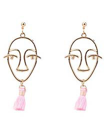 Personality Pink Hollow Out Decorated Mask Earrings
