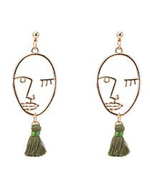 Personality Green Hollow Out Decorated Mask Earrings