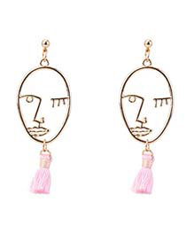 Personality Pink Hollow Out Decorated Mask Earrings