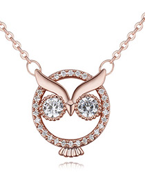 Lovely Rose Gold Color Owl Shape Decorated Necklace