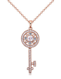 Elegant Rose Gold Color Key Shape Decorated Necklace