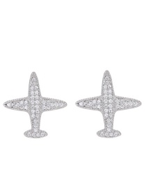 Fashion Silver Color Plane Shape Decorated Earrings