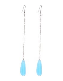 Fashion Blue Feather Decorated Earrings