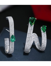 Elegant Green Waterdrop Diamond Decorated Earrings