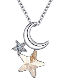 Fashion Gold Color Moon&star Shape Decorated Necklace