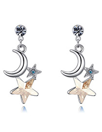 Fashion Gold Color Moon&star Shape Decorated Earings