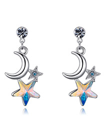 Fashion Multi-color Moon&star Shape Decorated Earings