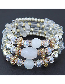 Elegant White Round Shape Decorated Multilayer Bracelet