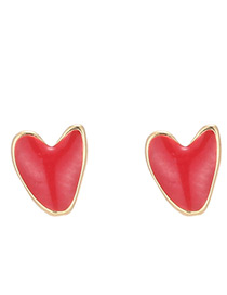 Lovely Red Heart Shape Decorated Earrings