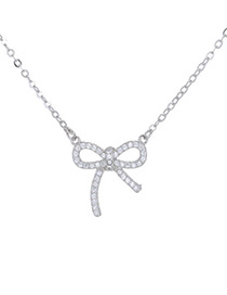 Fashion Silver Color Bowknot Shape Decorated Necklace
