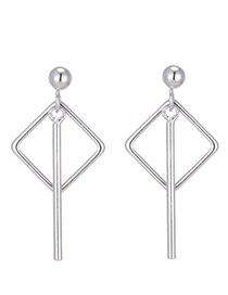 Fashion Silver Color Square Shape Decorated Pure Color Earrings