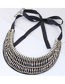 Trendy White Diamond Decorated Collar Necklace