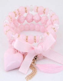 Lovely Pink Beads&bowknot Decorated Multi-layer Bracelet