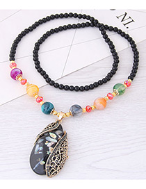 Fashion Gray Water Drop Shape Pendant Decorated Necklace