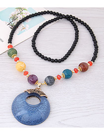 Fashion Blue Hollow Out Round Shape Decorated Necklace