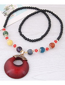 Fashion Red Hollow Out Round Shape Decorated Necklace