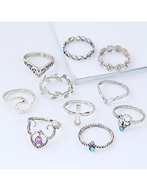 Fashion Silver Color Leaf&flower Shape Decorated Ring (10pcs)