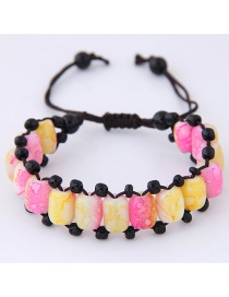 Fashion Yellow+pink Beads Decorated Color Matching Bracelet