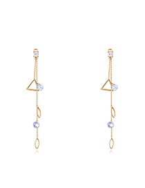 Fashion Gold Color Triangle Shape Decorated Long Earrings