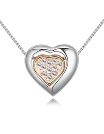Fashion Silver Color Double Heart Shape Decorated Necklace
