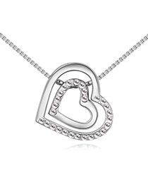 Fashion Silver Color Double Heart Shape Decorated Necklace
